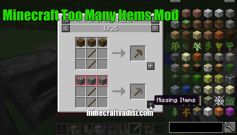 Minecraft Too Many Items Mod